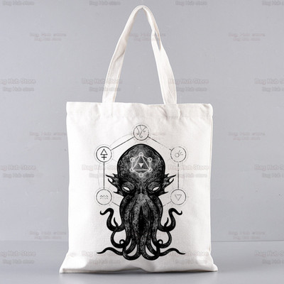 Cthulhu Lovecraft Shopping torba Halloween Occult Shopper Eco Canvas Pamuk Octopus Horror Shopper Bolsas De Tela Bag Shopping