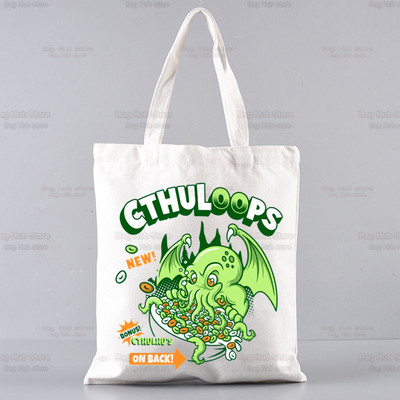 Cthulhu Lovecraft Shopping torba Halloween Occult Shopper Eco Canvas Pamuk Octopus Horror Shopper Bolsas De Tela Bag Shopping