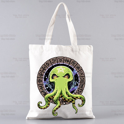 Cthulhu Lovecraft Shopping torba Halloween Occult Shopper Eco Canvas Pamuk Octopus Horror Shopper Bolsas De Tela Bag Shopping