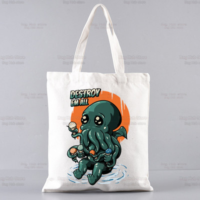 Cthulhu Lovecraft Shopping torba Halloween Occult Shopper Eco Canvas Pamuk Octopus Horror Shopper Bolsas De Tela Bag Shopping