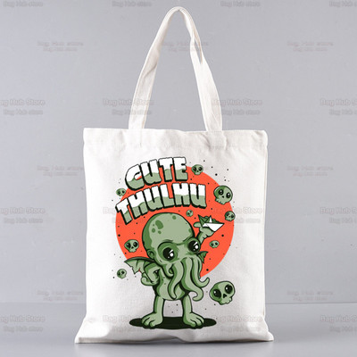 Cthulhu Lovecraft Shopping torba Halloween Occult Shopper Eco Canvas Pamuk Octopus Horror Shopper Bolsas De Tela Bag Shopping