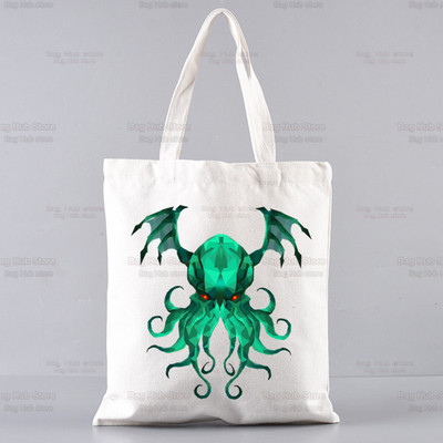 Cthulhu Lovecraft Shopping torba Halloween Occult Shopper Eco Canvas Pamuk Octopus Horror Shopper Bolsas De Tela Bag Shopping