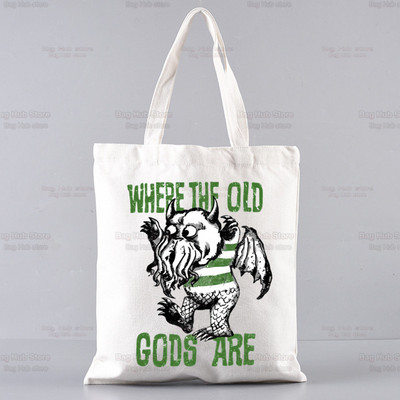 Cthulhu Lovecraft Shopping torba Halloween Occult Shopper Eco Canvas Pamuk Octopus Horror Shopper Bolsas De Tela Bag Shopping