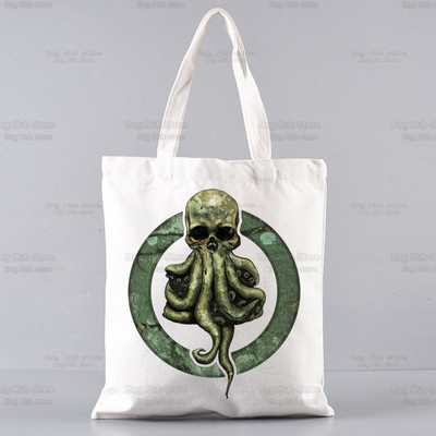 Cthulhu Lovecraft Shopping torba Halloween Occult Shopper Eco Canvas Pamuk Octopus Horror Shopper Bolsas De Tela Bag Shopping