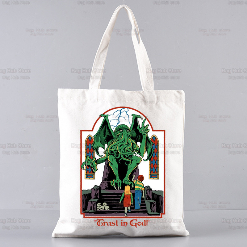 Cthulhu Lovecraft Shopping torba Halloween Occult Shopper Eco Canvas Pamuk Octopus Horror Shopper Bolsas De Tela Bag Shopping