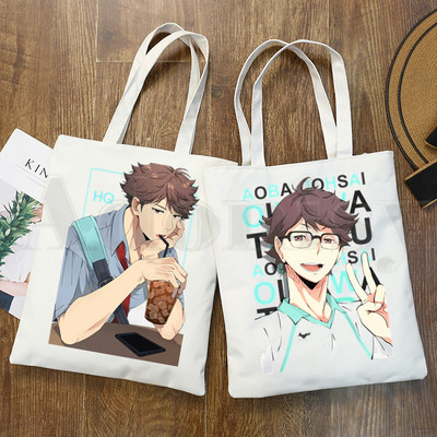 Oikawa Tooru Haikyuu Aoba Johsai Genți de mână pentru liceu Anime Genți de umăr Genți de umăr pentru cumpărături ocazionale Geantă de mână pentru femei Geantă de pânză elegantă