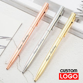 Nova metalna kemijska olovka, olovka od ružičastog zlata, prilagođeni logotip, reklamna kemijska olovka s ugraviranim nazivom Školski i uredski pribor