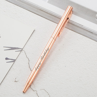 Nova metalna kemijska olovka, olovka od ružičastog zlata, prilagođeni logotip, reklamna kemijska olovka s ugraviranim nazivom Školski i uredski pribor