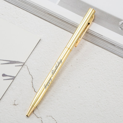 Nova metalna kemijska olovka, olovka od ružičastog zlata, prilagođeni logotip, reklamna kemijska olovka s ugraviranim nazivom Školski i uredski pribor