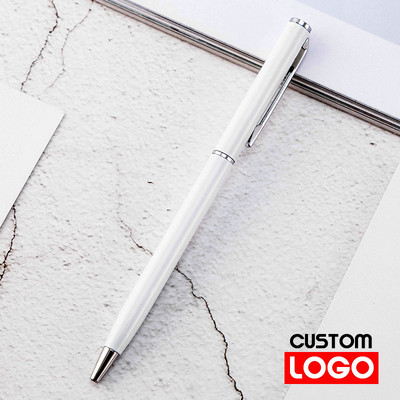 Nova metalna kemijska olovka, olovka od ružičastog zlata, prilagođeni logotip, reklamna kemijska olovka s ugraviranim nazivom Školski i uredski pribor