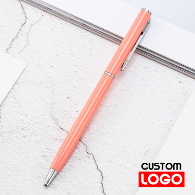 Nova metalna kemijska olovka, olovka od ružičastog zlata, prilagođeni logotip, reklamna kemijska olovka s ugraviranim nazivom Školski i uredski pribor