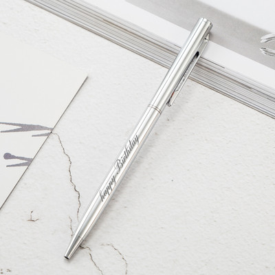 Nova metalna kemijska olovka, olovka od ružičastog zlata, prilagođeni logotip, reklamna kemijska olovka s ugraviranim nazivom Školski i uredski pribor