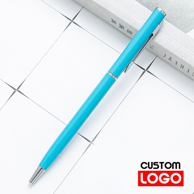 Nova metalna kemijska olovka, olovka od ružičastog zlata, prilagođeni logotip, reklamna kemijska olovka s ugraviranim nazivom Školski i uredski pribor