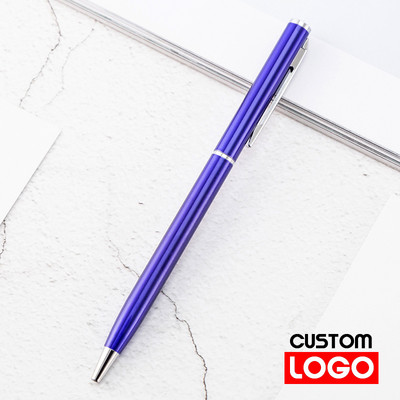 Nova metalna kemijska olovka, olovka od ružičastog zlata, prilagođeni logotip, reklamna kemijska olovka s ugraviranim nazivom Školski i uredski pribor