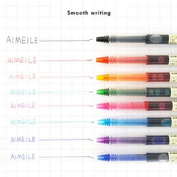 8 цвята Бързосъхнеща ролкова писалка Право течно мастило Гел писалка 0,5 mm Цветни училищни офисни канцеларски материали Химикалки в стил Япония MUJI