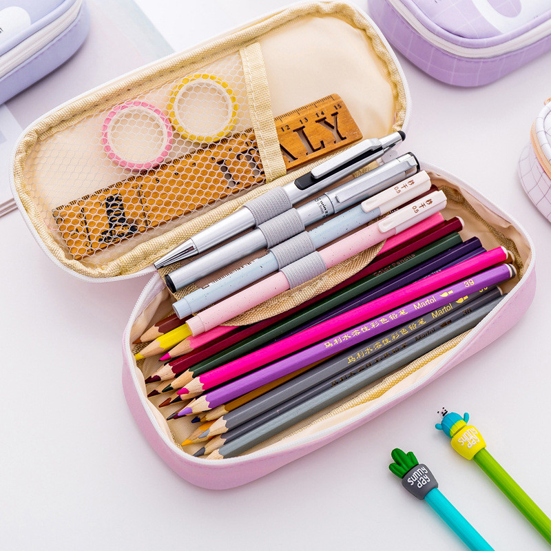 Kaķu penālis režģis estuche escolar Kawaii skolas piederumi estuche penālis estuches trousse scolaire stylo zīmuļu kaste
