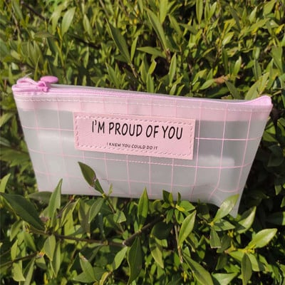 Slatka ružičasta prozirna rešetka Torbica za olovke velikog kapaciteta Torbica za olovke Torbica za olovke Torbica za olovke Držač organizatora za pohranu papira