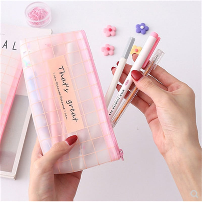 Slatka ružičasta prozirna rešetka Torbica za olovke velikog kapaciteta Torbica za olovke Torbica za olovke Torbica za olovke Držač organizatora za pohranu papira