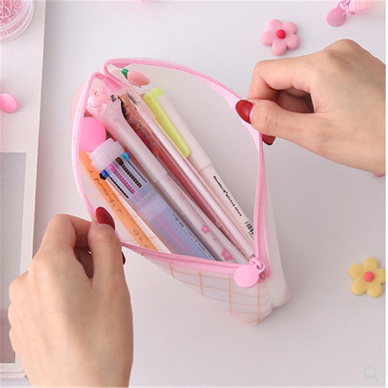 Slatka ružičasta prozirna rešetka Torbica za olovke velikog kapaciteta Torbica za olovke Torbica za olovke Torbica za olovke Držač organizatora za pohranu papira
