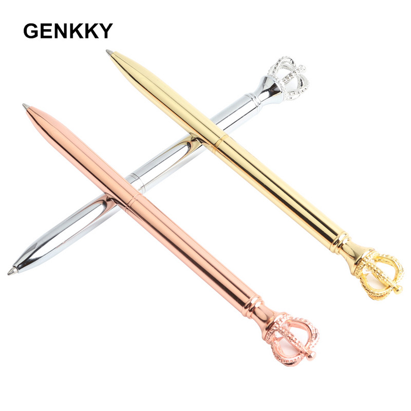 GENKKY Pen Exquisite Shining Crown Kemijska olovka Alat za pisanje s kristalnim dijamantom Uredski pribor Studentska dopisnica Srebrna RoseGold