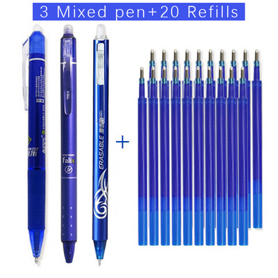 Set de 23 de pixuri cu gel șters de mare capacitate, cu reumplere stilou de 0,5 mm Tije magice înlocuibile, mâner lavabil, articole de papetărie pentru școală