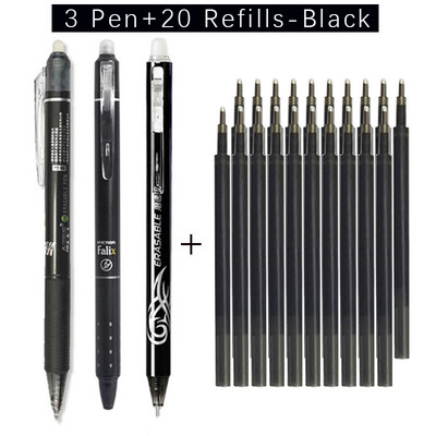 Set de 23 de pixuri cu gel șters de mare capacitate, cu reumplere stilou de 0,5 mm Tije magice înlocuibile, mâner lavabil, articole de papetărie pentru școală