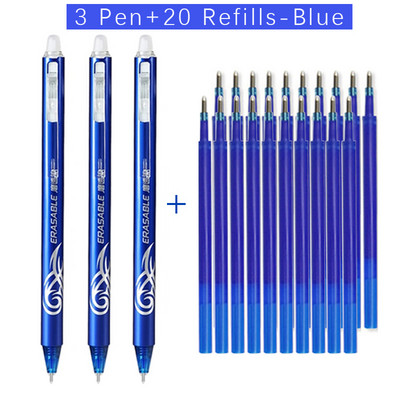 Set de 23 de pixuri cu gel șters de mare capacitate, cu reumplere stilou de 0,5 mm Tije magice înlocuibile, mâner lavabil, articole de papetărie pentru școală