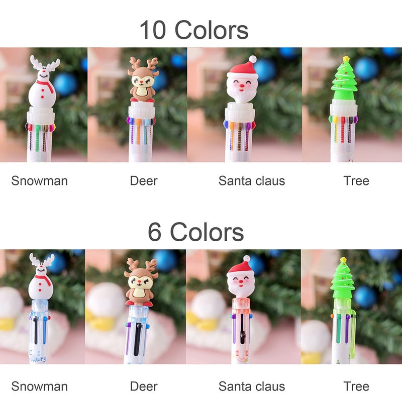 6/10 boja slatka božićna kemijska olovka crtani Djed Božićnjak Božićna kemijska olovka Uredski školski pribor za pisanje