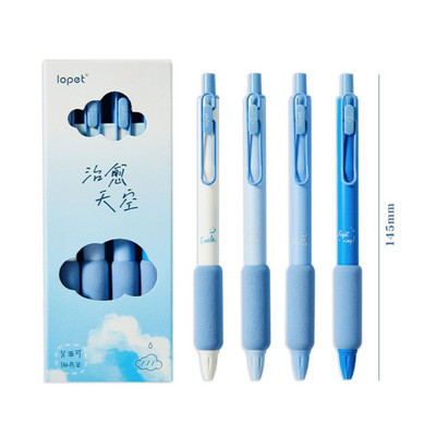 4 τεμ Blue Sky Gel στυλό Σετ Soft Touch Holding 0,5mm Ballpoint Black Color Ink for Writing Office School F7359