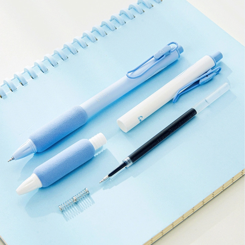 4 τεμ Blue Sky Gel στυλό Σετ Soft Touch Holding 0,5mm Ballpoint Black Color Ink for Writing Office School F7359
