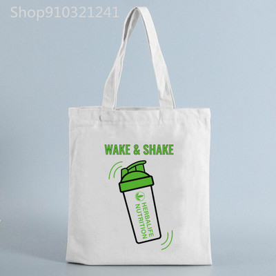 Wake Shake Herbalife Maitinimo krepšiai Pirkiniai Laiškai Rankinės Spausdinti Moteriški drobiniai Krepšiai Mados Pirkėjų Krepšys Nešiojami krepšiai Pečių krepšiai
