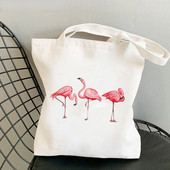 New Flamingo Sakura Flower Women Shopper Bag Geanta Harajuku Cumpărături Pânză Shopper Geantă Fată Geanta de mână Tote Geanta de umăr Geantă Lady