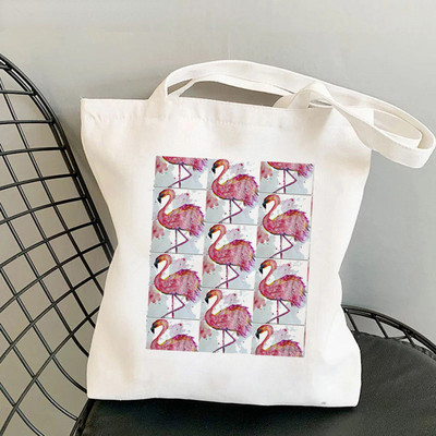 New Flamingo Sakura Flower Women Shopper Bag Geanta Harajuku Cumpărături Pânză Shopper Geantă Fată Geanta de mână Tote Geanta de umăr Geantă Lady