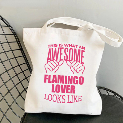 New Flamingo Sakura Flower Women Shopper Bag Geanta Harajuku Cumpărături Pânză Shopper Geantă Fată Geanta de mână Tote Geanta de umăr Geantă Lady