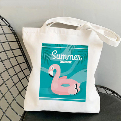 New Flamingo Sakura Flower Women Shopper Bag Geanta Harajuku Cumpărături Pânză Shopper Geantă Fată Geanta de mână Tote Geanta de umăr Geantă Lady