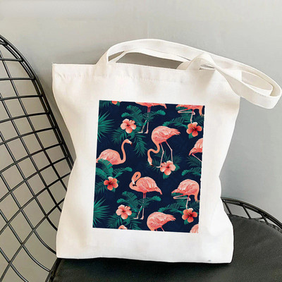 New Flamingo Sakura Flower Women Shopper Bag Geanta Harajuku Cumpărături Pânză Shopper Geantă Fată Geanta de mână Tote Geanta de umăr Geantă Lady