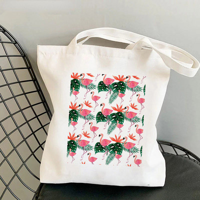 New Flamingo Sakura Flower Women Shopper Bag Geanta Harajuku Cumpărături Pânză Shopper Geantă Fată Geanta de mână Tote Geanta de umăr Geantă Lady