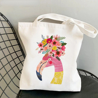 New Flamingo Sakura Flower Women Shopper Bag Geanta Harajuku Cumpărături Pânză Shopper Geantă Fată Geanta de mână Tote Geanta de umăr Geantă Lady