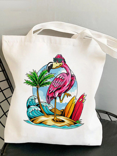 New Flamingo Sakura Flower Women Shopper Bag Geanta Harajuku Cumpărături Pânză Shopper Geantă Fată Geanta de mână Tote Geanta de umăr Geantă Lady