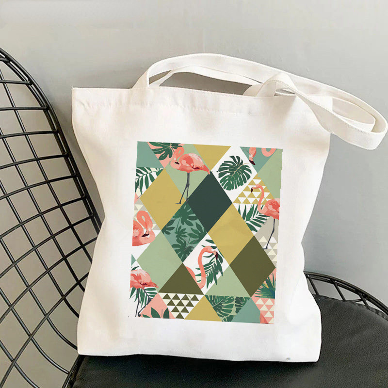 New Flamingo Sakura Flower Women Shopper Bag Geanta Harajuku Cumpărături Pânză Shopper Geantă Fată Geanta de mână Tote Geanta de umăr Geantă Lady
