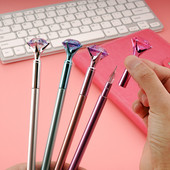 1kom nova centralna olovka s dijamantnom glavom u boji Vjenčani prsten Uredska plastična biserna olovka Plava Ljubičasta Ružičasta Srebrna