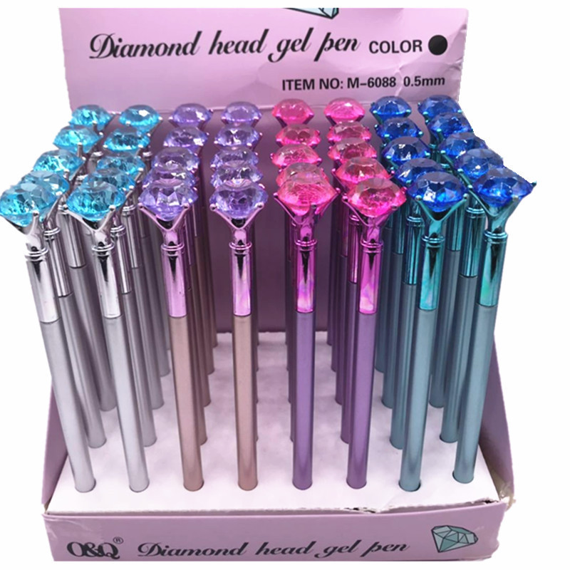 1kom nova centralna olovka s dijamantnom glavom u boji Vjenčani prsten Uredska plastična biserna olovka Plava Ljubičasta Ružičasta Srebrna