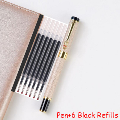 Jaunums Dragon Crystal Pilna metāla rullīšu lodīšu pildspalva Biroja biznesa vīriešu rakstīšanas pildspalva Pērciet 2 Sūtīt dāvanu