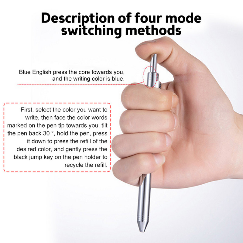 Noua tehnologie Senzor de gravitate 4 în 1 Pix multicolor Pix multifuncțional din metal 3 culori Reumplere cu bilă și mine de creion