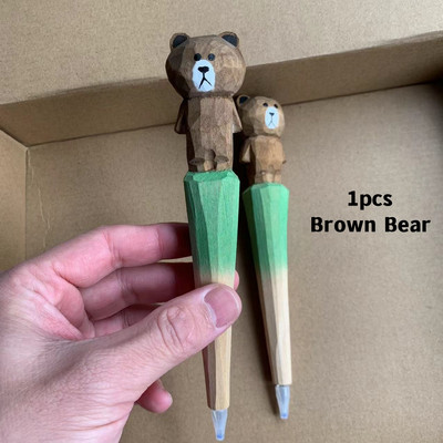 Drvorezbarska životinjska olovka Ručno izrađena drvena umjetnička crna gel olovka za pisanje Ukras s potpisom Uredski poklon za školu F029