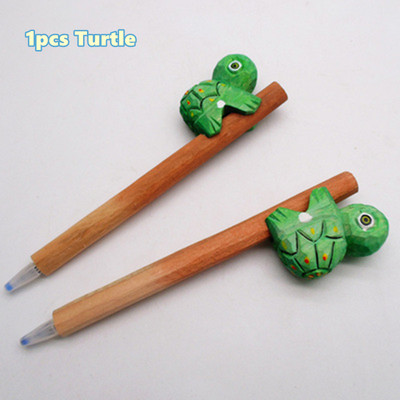 Drvorezbarska životinjska olovka Ručno izrađena drvena umjetnička crna gel olovka za pisanje Ukras s potpisom Uredski poklon za školu F029