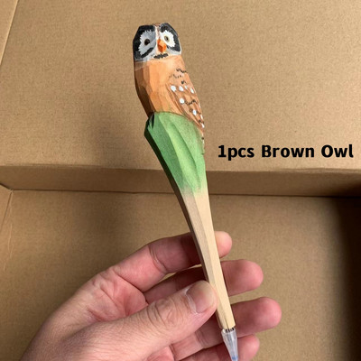 Drvorezbarska životinjska olovka Ručno izrađena drvena umjetnička crna gel olovka za pisanje Ukras s potpisom Uredski poklon za školu F029