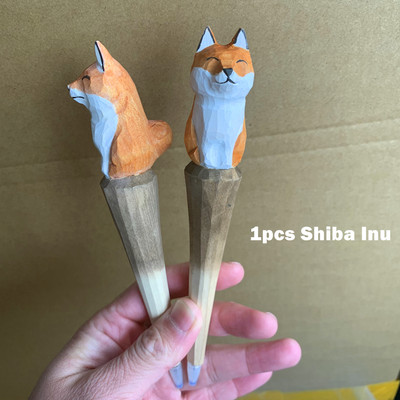 Drvorezbarska životinjska olovka Ručno izrađena drvena umjetnička crna gel olovka za pisanje Ukras s potpisom Uredski poklon za školu F029