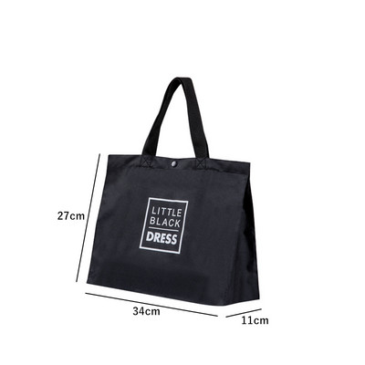 Fekete összecsukható szupermarket Eco Shopper táska Hordozható élelmiszerbolt táska nagy kapacitású vízálló vállon bevásárló kézitáskák