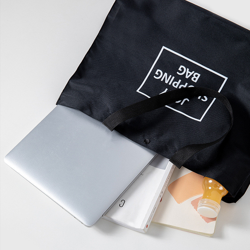 Fekete összecsukható szupermarket Eco Shopper táska Hordozható élelmiszerbolt táska nagy kapacitású vízálló vállon bevásárló kézitáskák